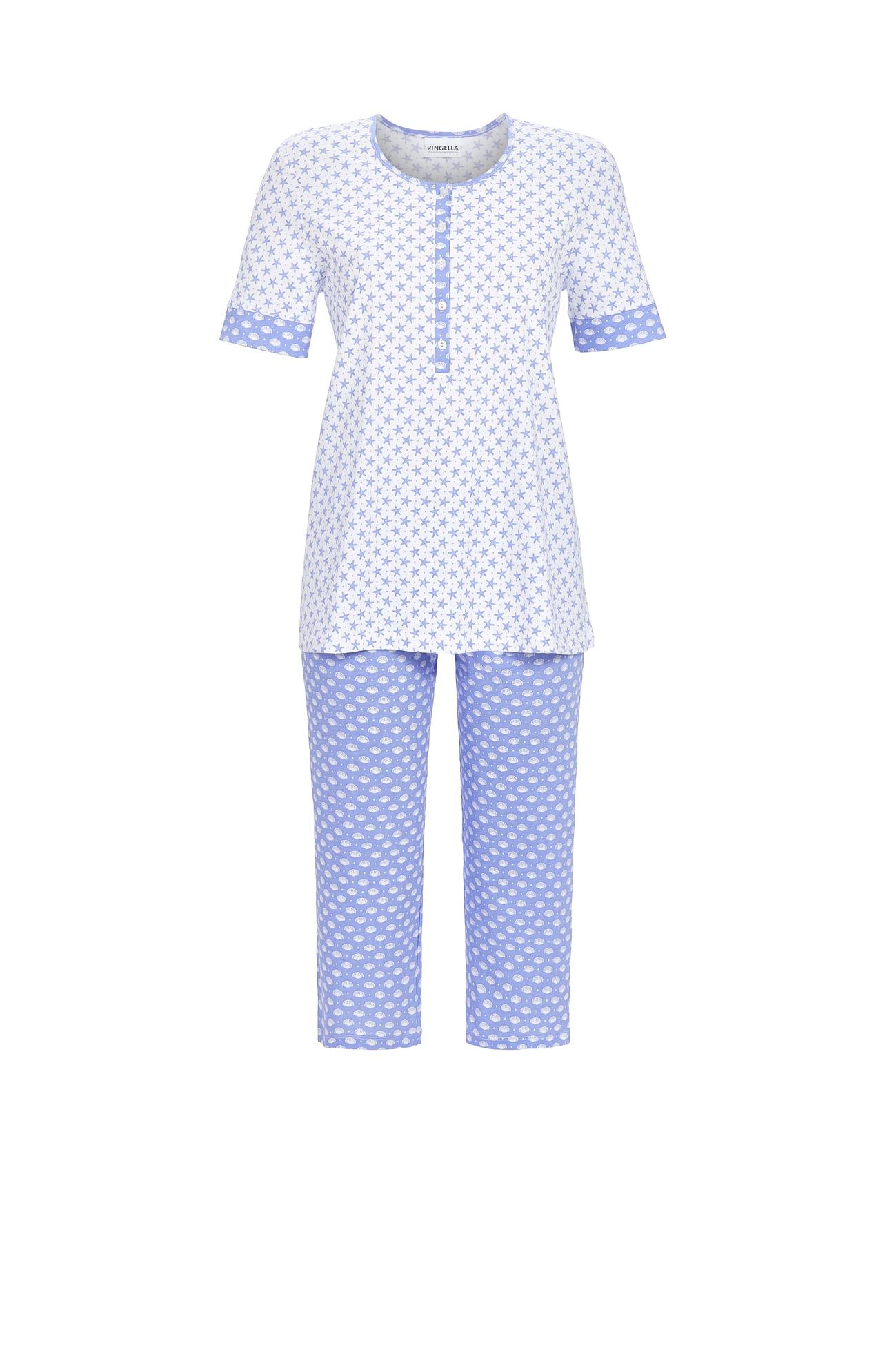 5211264 Ringella Dames Pyjama capri knoopsluiting met print