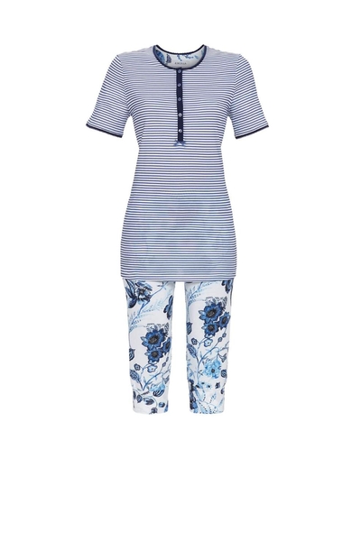5211217 Ringella Dames Pyjama capri knoopsluiting bloem-dessin