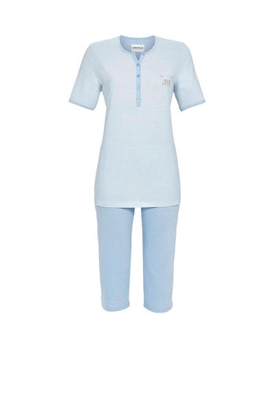 5211271 Ringella Dames Pyjama capri knoopsluiting met streep-dessin