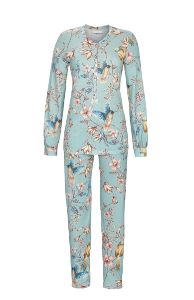 5511219 Ringella Dames Pyjama knoopsluiting met bloem-dessin